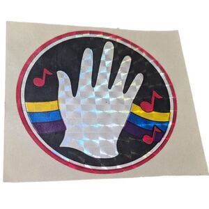 Large Vintage Prismatic Sandylion Glitter‎ Glove Sticker 80s Foil Shiny